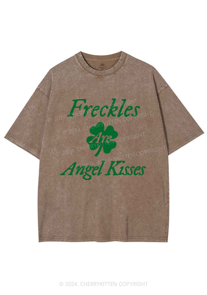 Freckles Are Angel Kisses St Patricks Y2K Washed Tee Cherrykitten