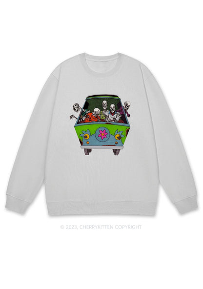 Skeletons Driving Halloween Y2K Sweatshirt Cherrykitten