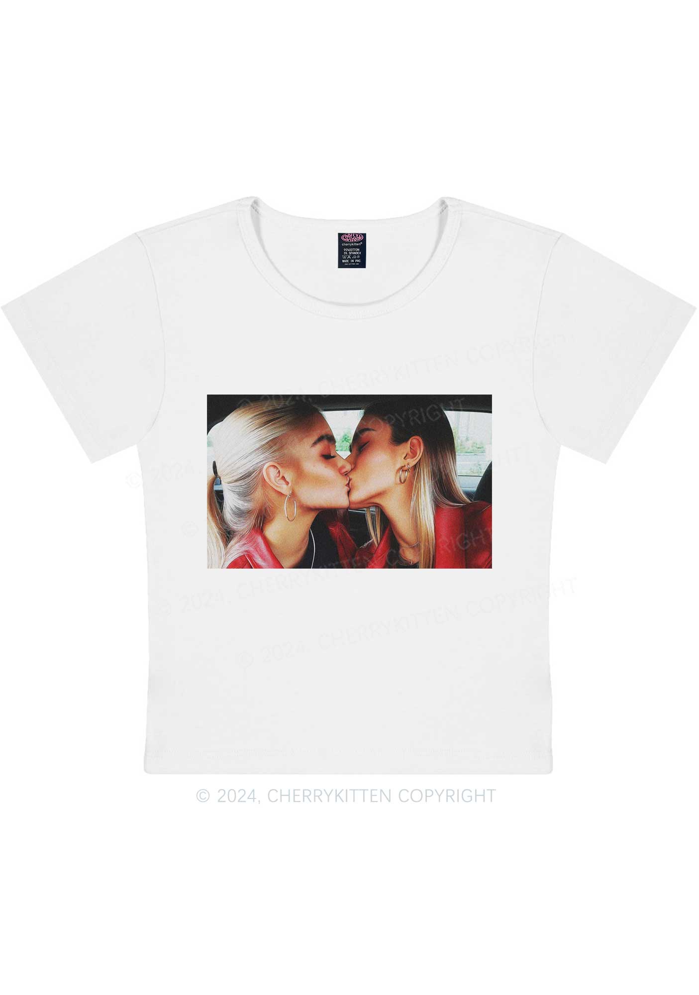 Girls Kiss Y2K Valentine's Day Baby Tee Cherrykitten