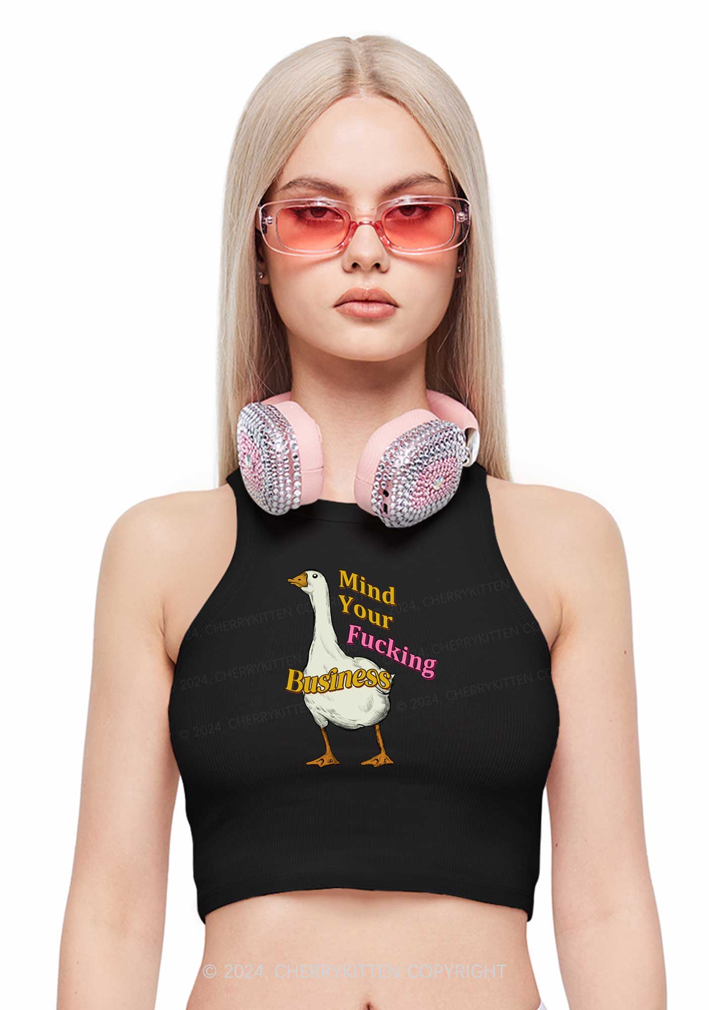 Fxxking Business Y2K Crop Tank Top Cherrykitten