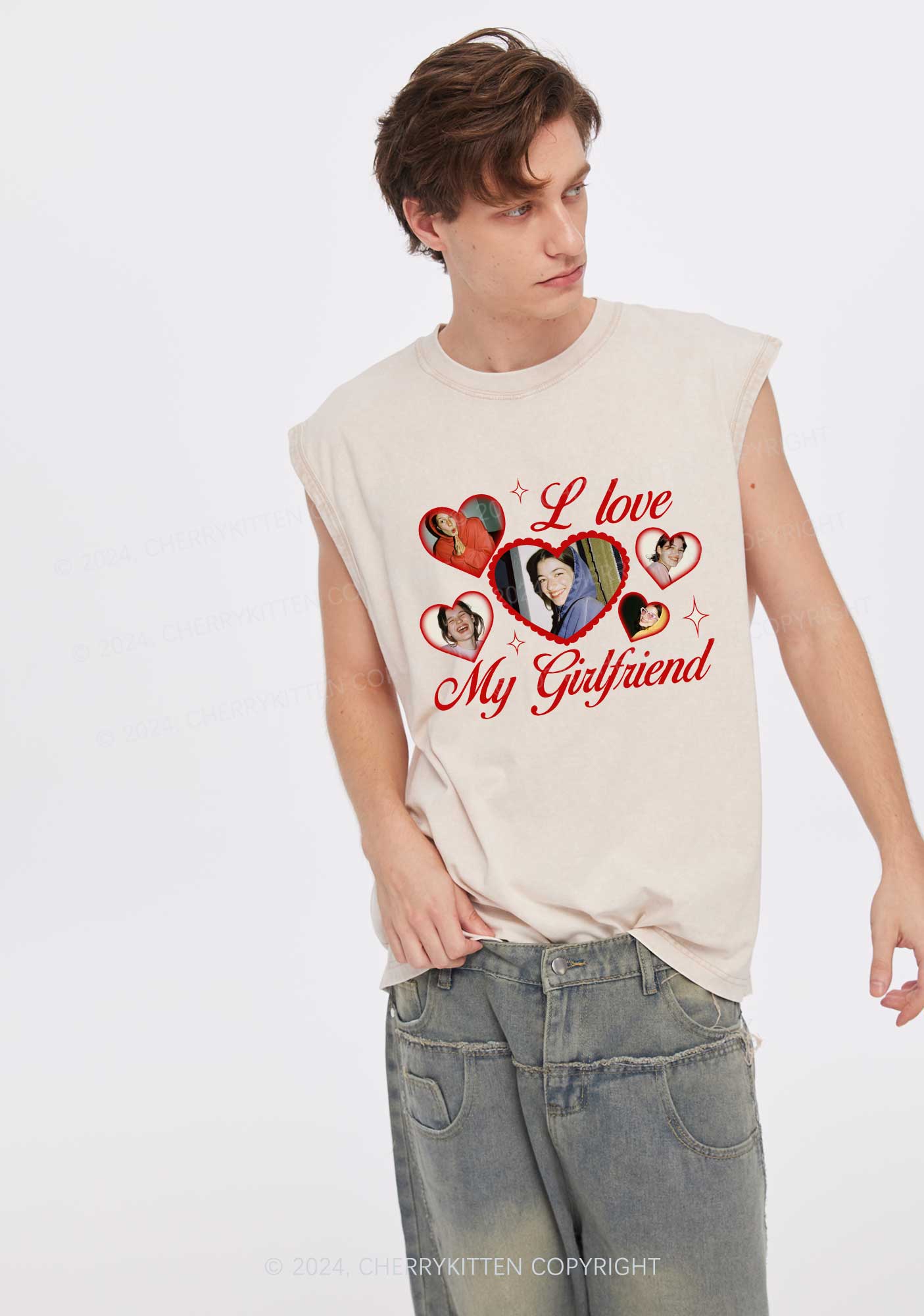 Custom Boyfriend Photos Y2K Valentine's Day Washed Tank Cherrykitten