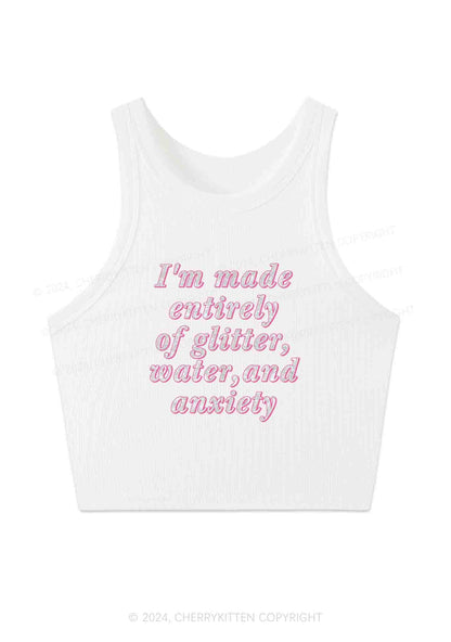 Glitter Water And Anxiety Y2K Crop Tank Top Cherrykitten