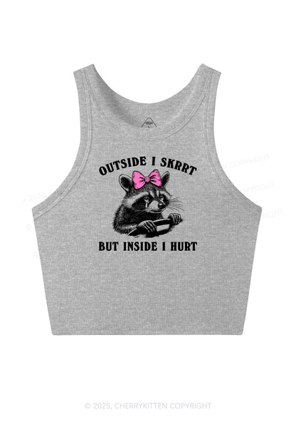 Outside I Skrrt Raccoon Y2K Crop Tank Top Cherrykitten