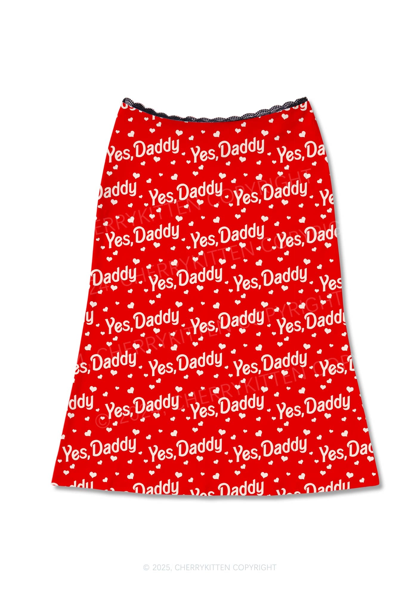 Yes Daddy Y2K Print Midi Skirt Cherrykitten