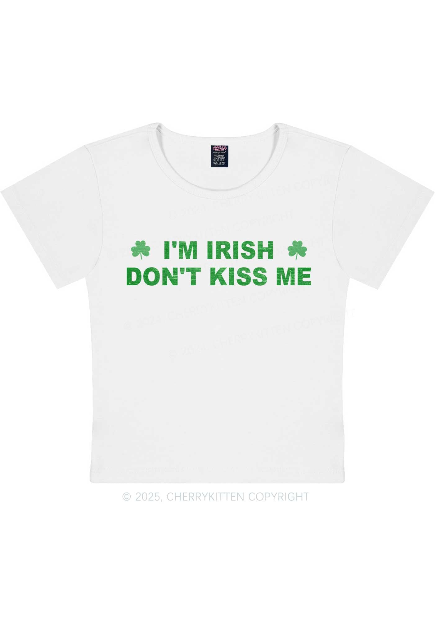 Dont Kiss Irish St Patricks Y2K Baby Tee Cherrykitten