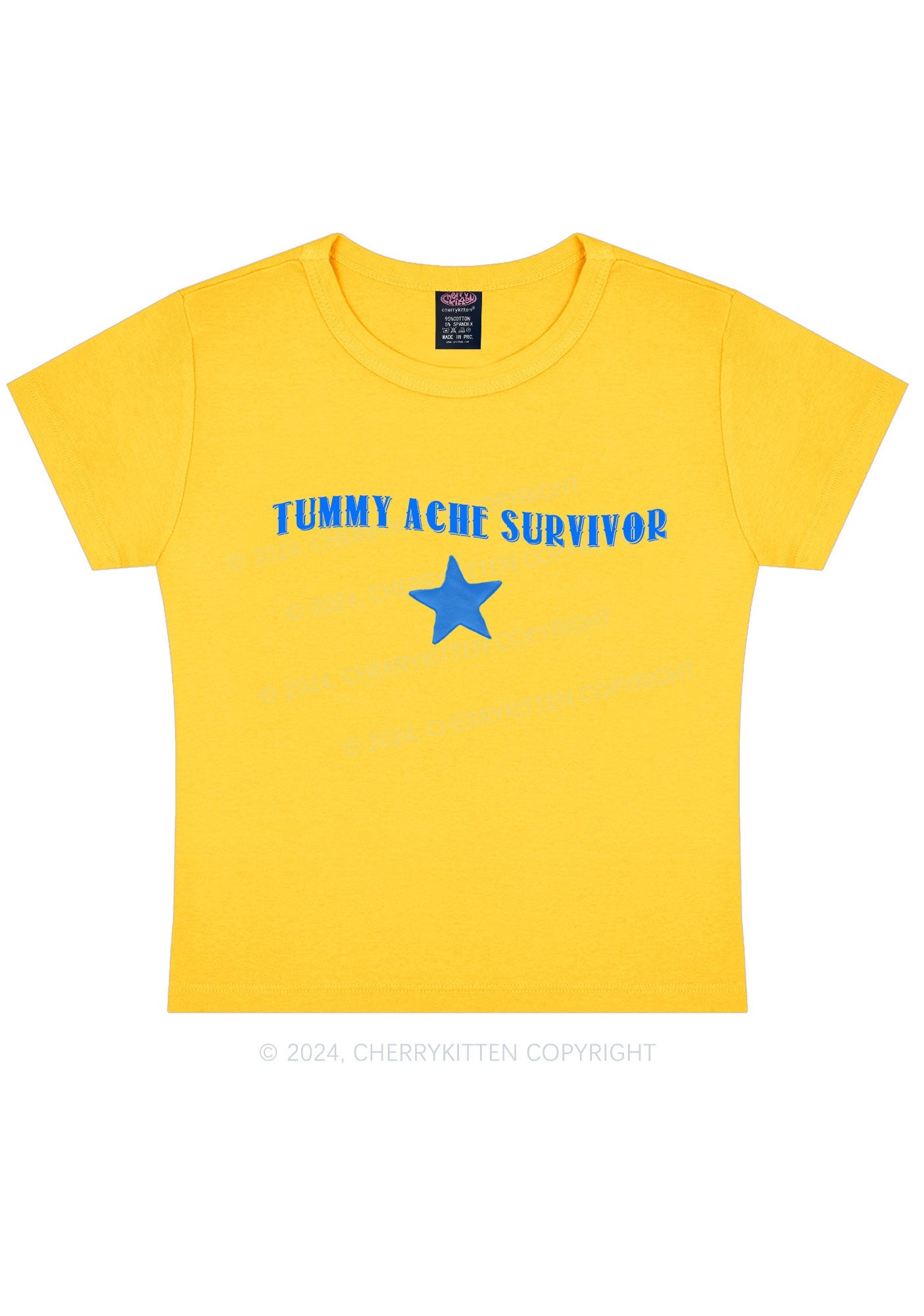 Tummy Ache Survivor Y2K Baby Tee Cherrykitten