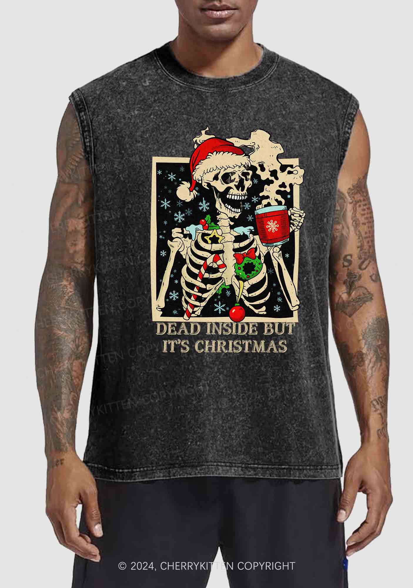 Christmas Dead Inside Y2K Washed Tank Cherrykitten