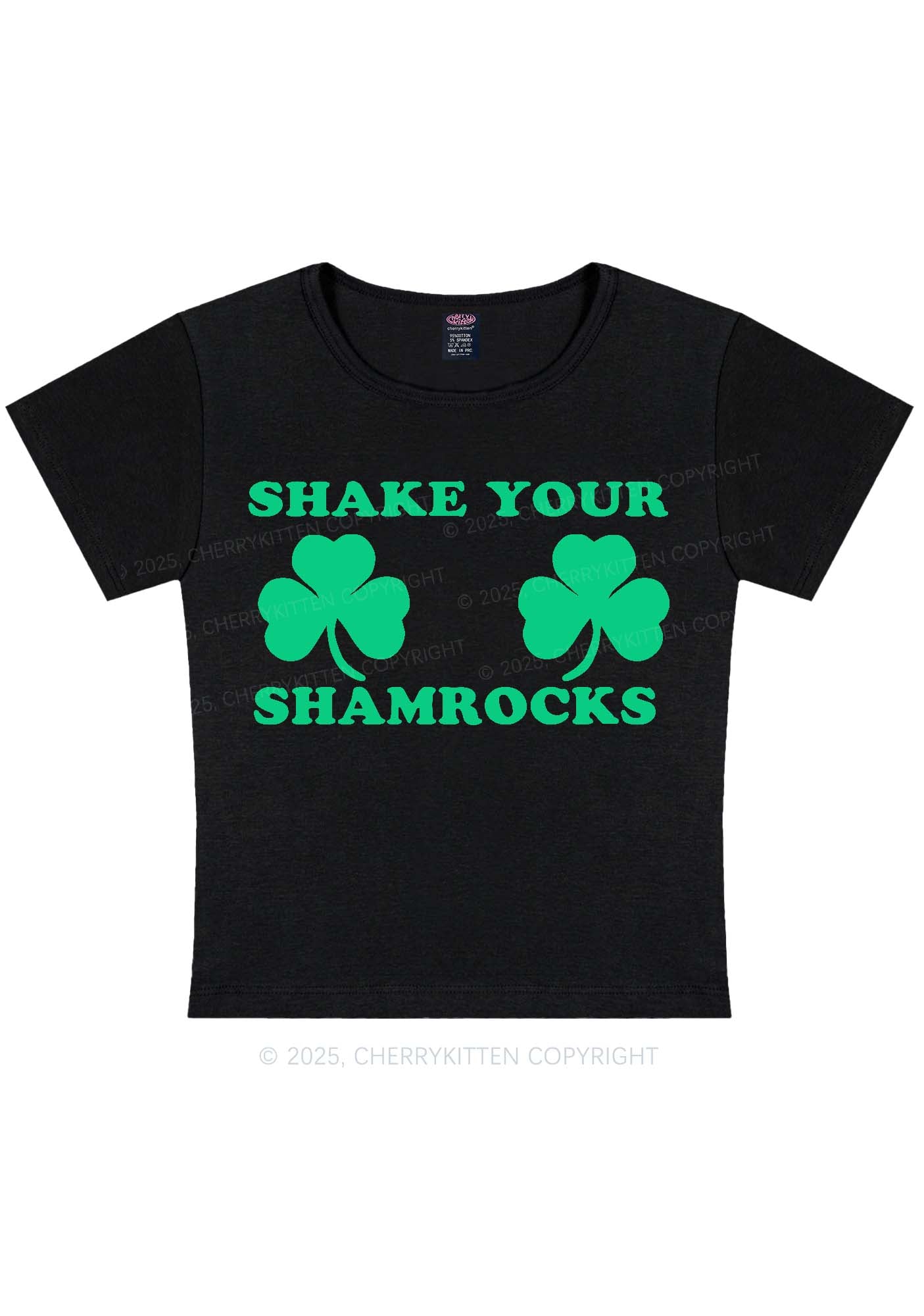 Shake Your Shamrocks St Patricks Y2K Baby Tee Cherrykitten