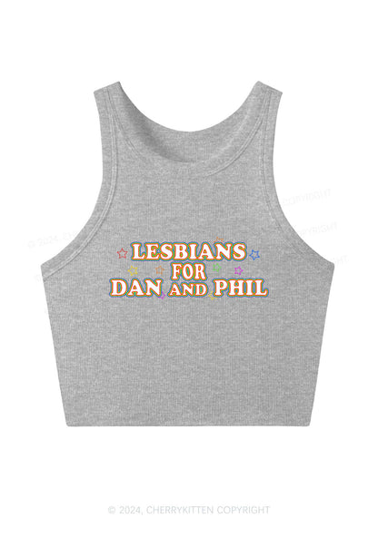 Lesbians For Dan Y2K Crop Tank Top Cherrykitten