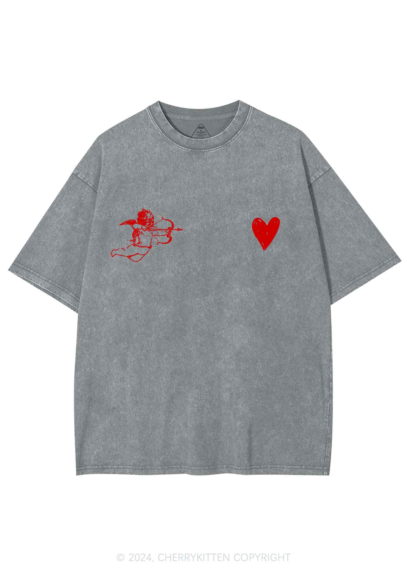 Cupid Red Heart Y2K Valentine's Day Washed Tee Cherrykitten