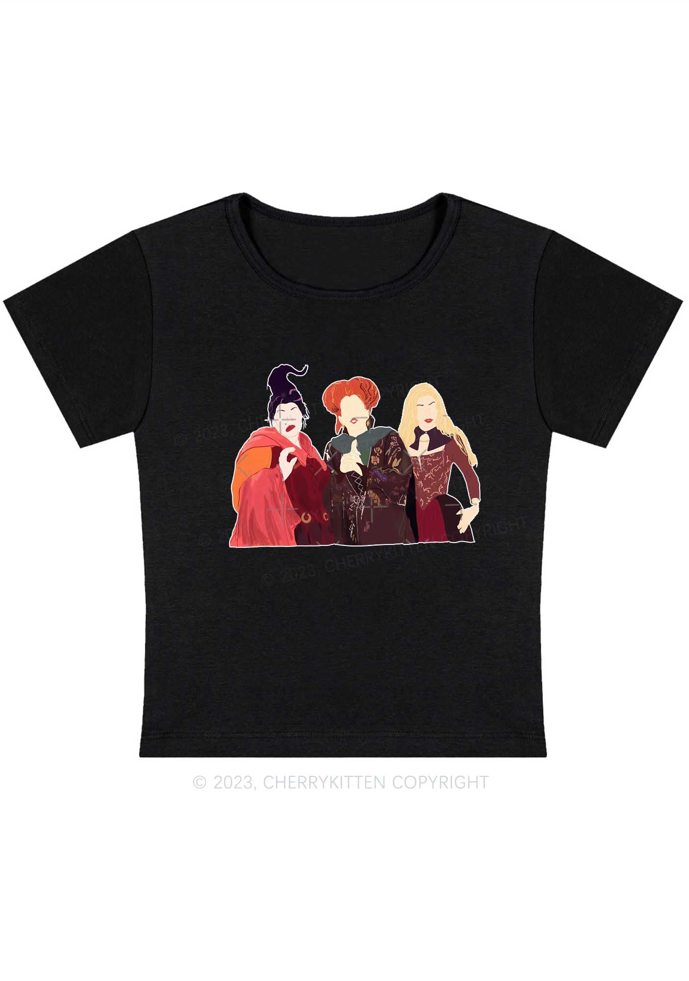 Three Witches Halloween Y2K Baby Tee Cherrykitten