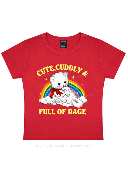 Cuddly Cat Full Of Rage Y2K Baby Tee Cherrykitten