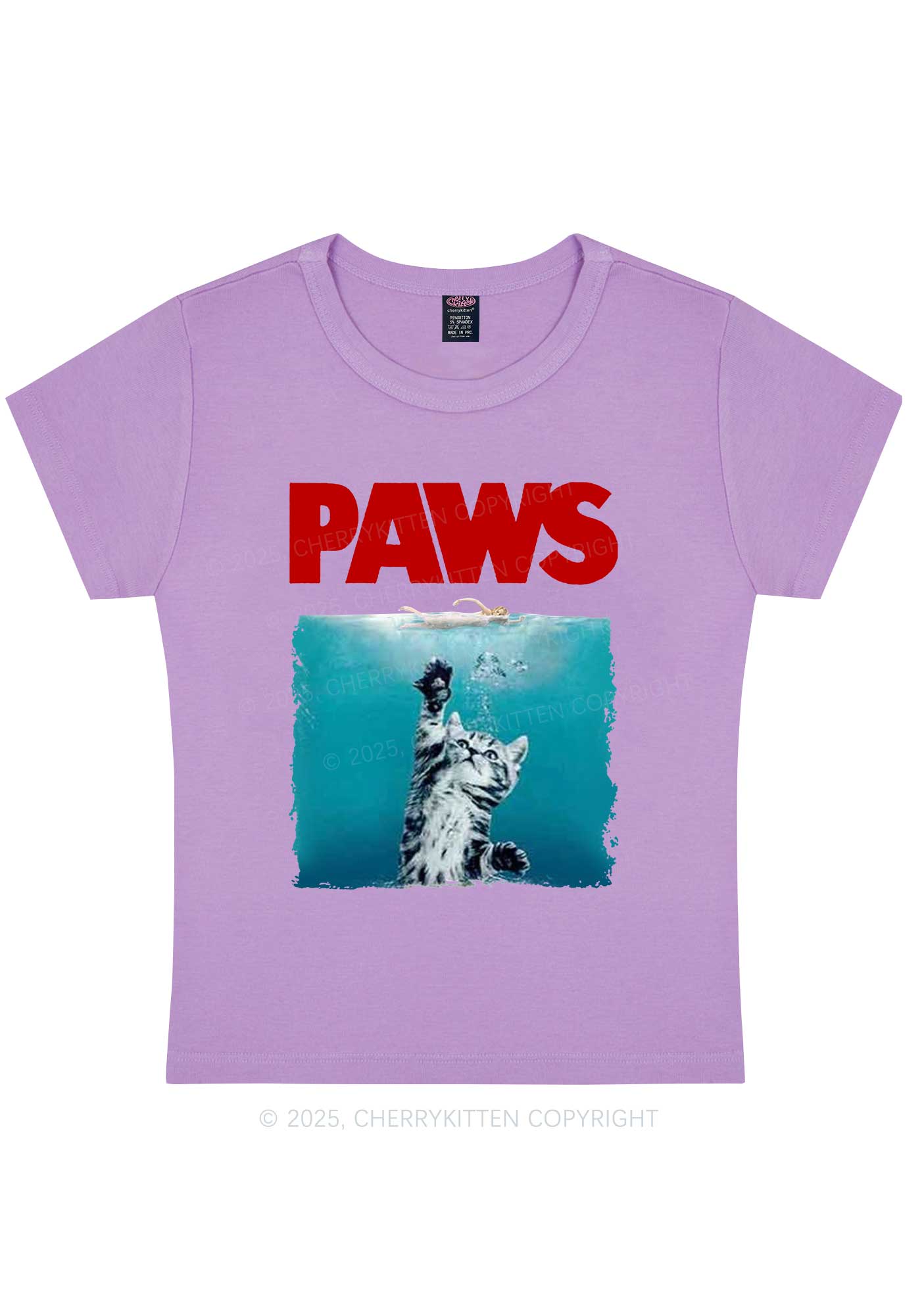 Paws Jaws Cat Y2K Baby Tee Cherrykitten