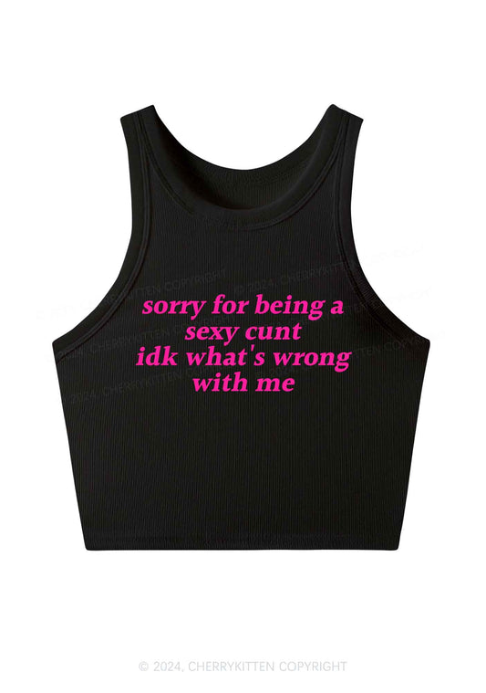 Sorry For Being Cxxt Y2K Crop Tank Top Cherrykitten