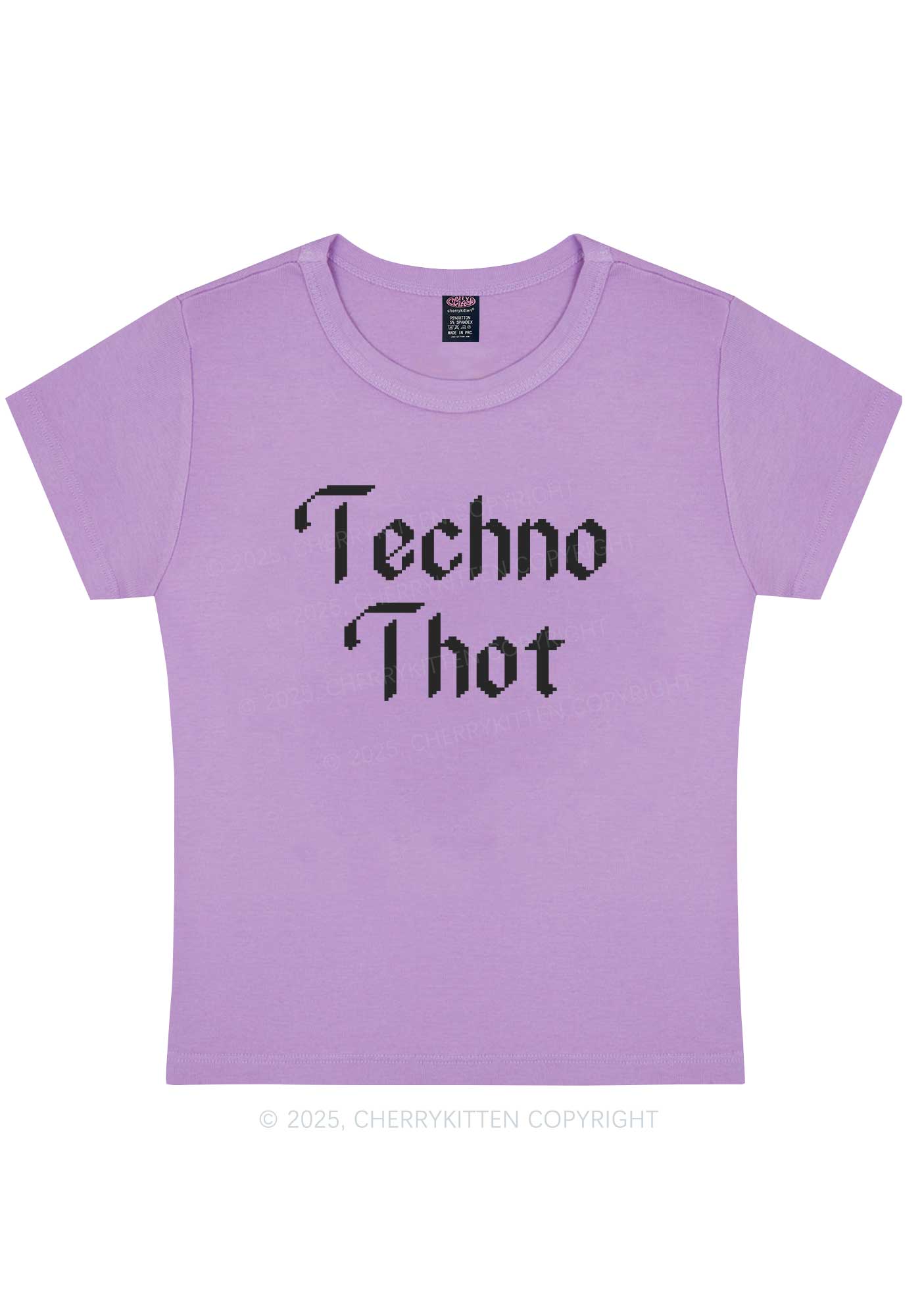 Techno Thot Y2K Baby Tee Cherrykitten