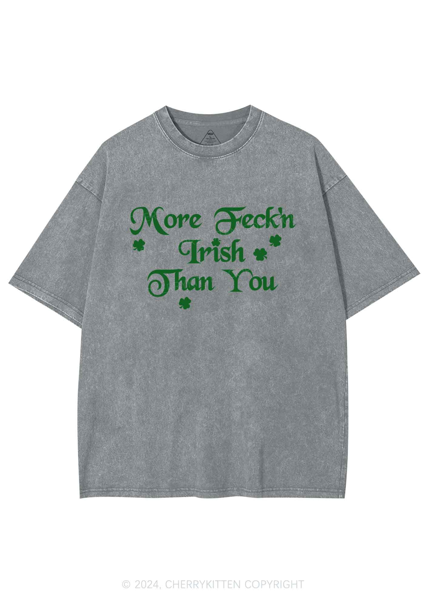 More Feckn Irish Than You St Patricks Y2K Washed Tee Cherrykitten