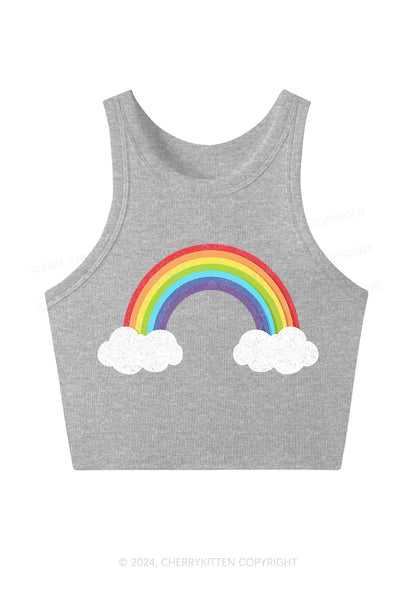 Rainbow Cloud Y2K Crop Tank Top Cherrykitten