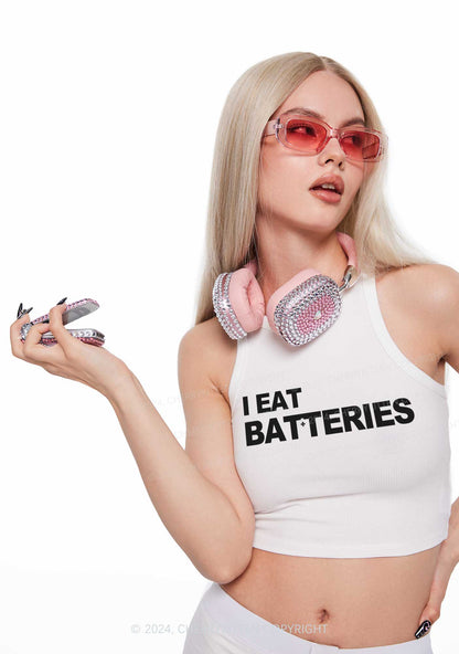 I Eat Batteries Y2K Crop Tank Top Cherrykitten