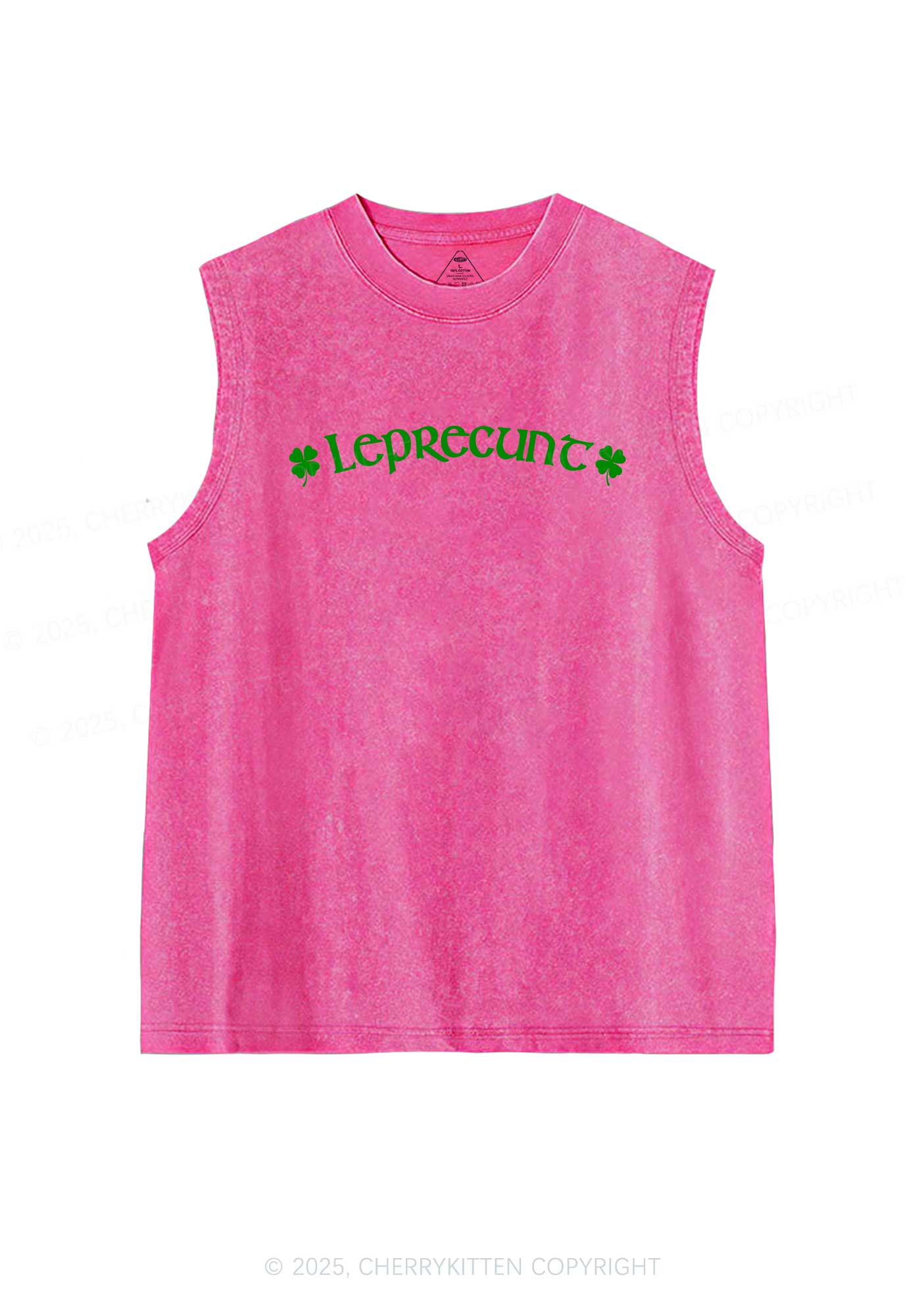 Leprecunt St Patricks Y2K Washed Tank Cherrykitten