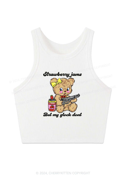 Strawberry Jams Bear Y2K Crop Tank Top Cherrykitten