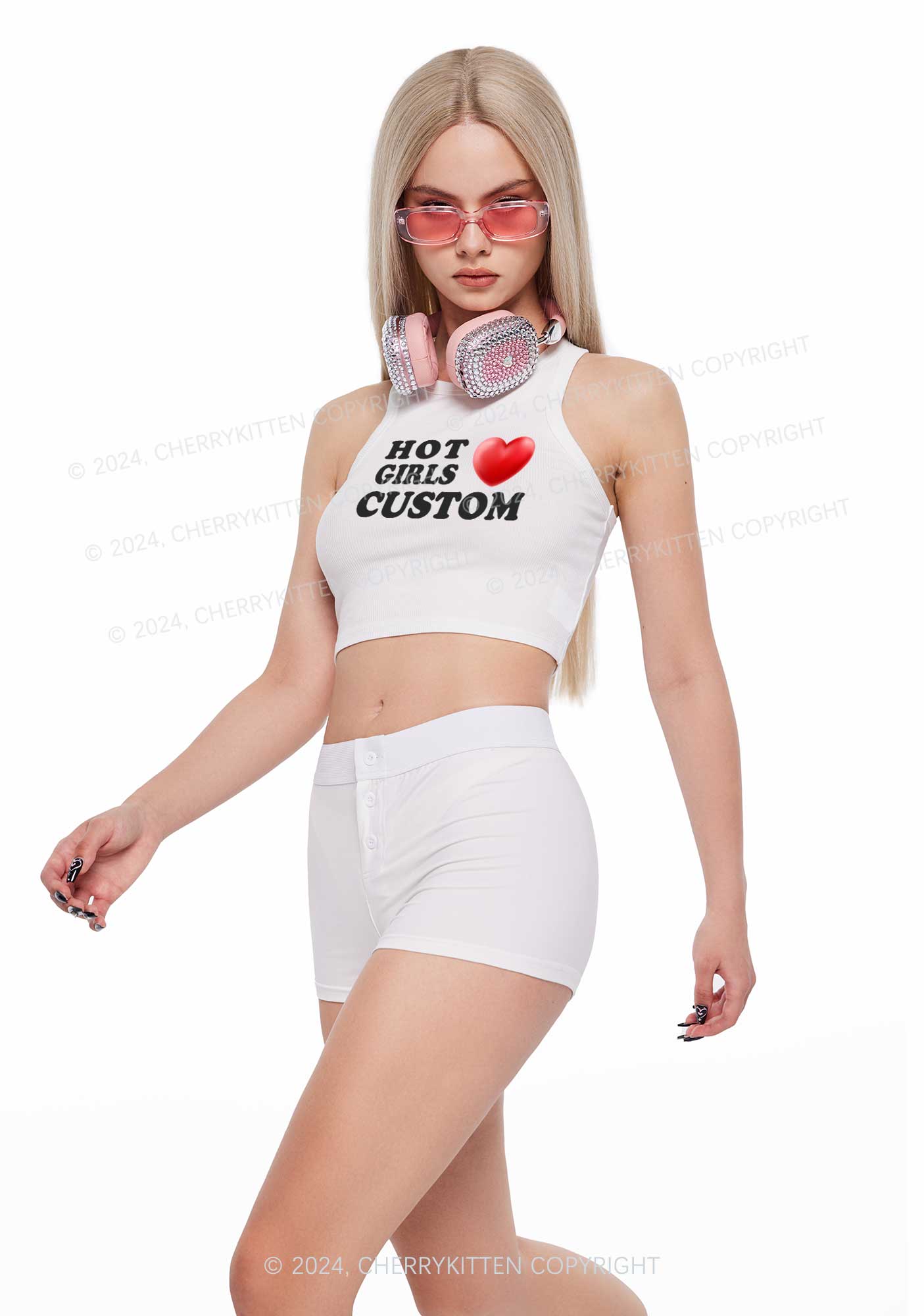 Hot Girls Love Custom Y2K Crop Tank Top Cherrykitten