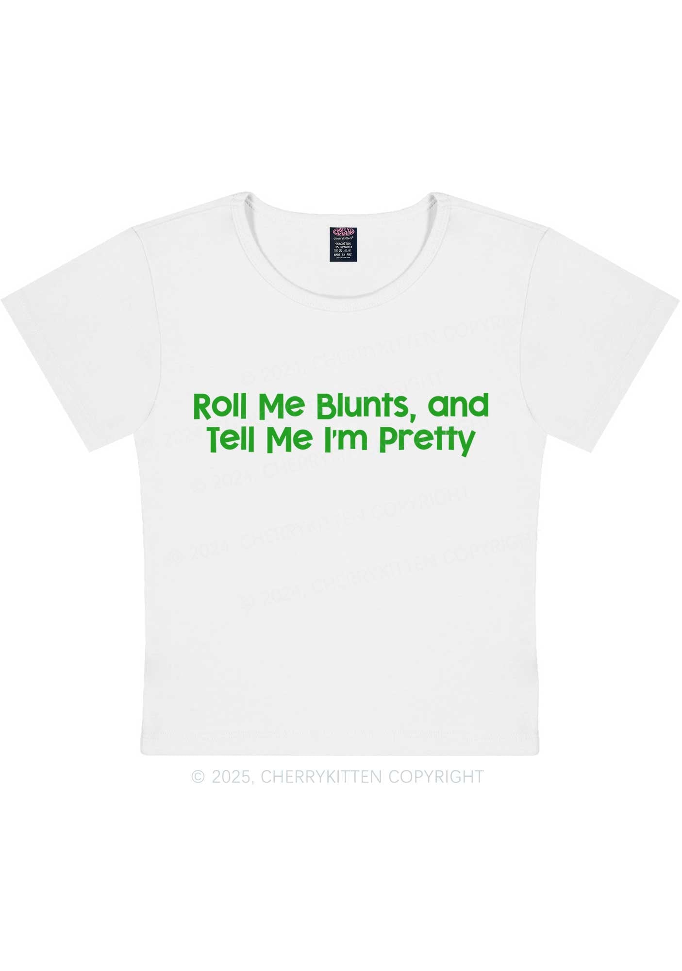 Roll Me Blunts Y2K Baby Tee Cherrykitten