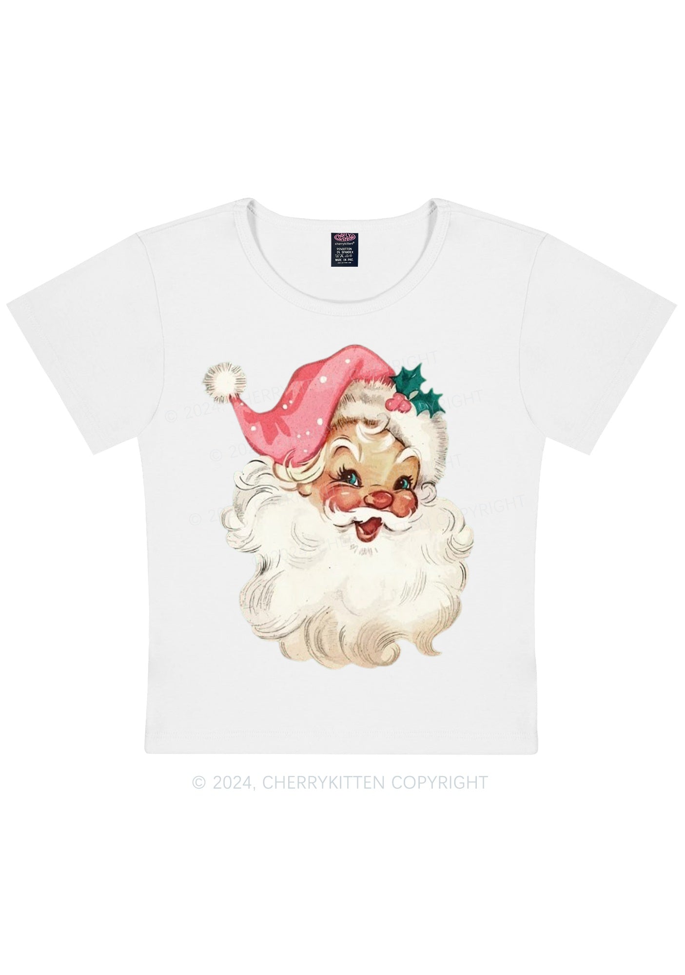 Christmas Pink Santa Y2K Baby Tee Cherrykitten