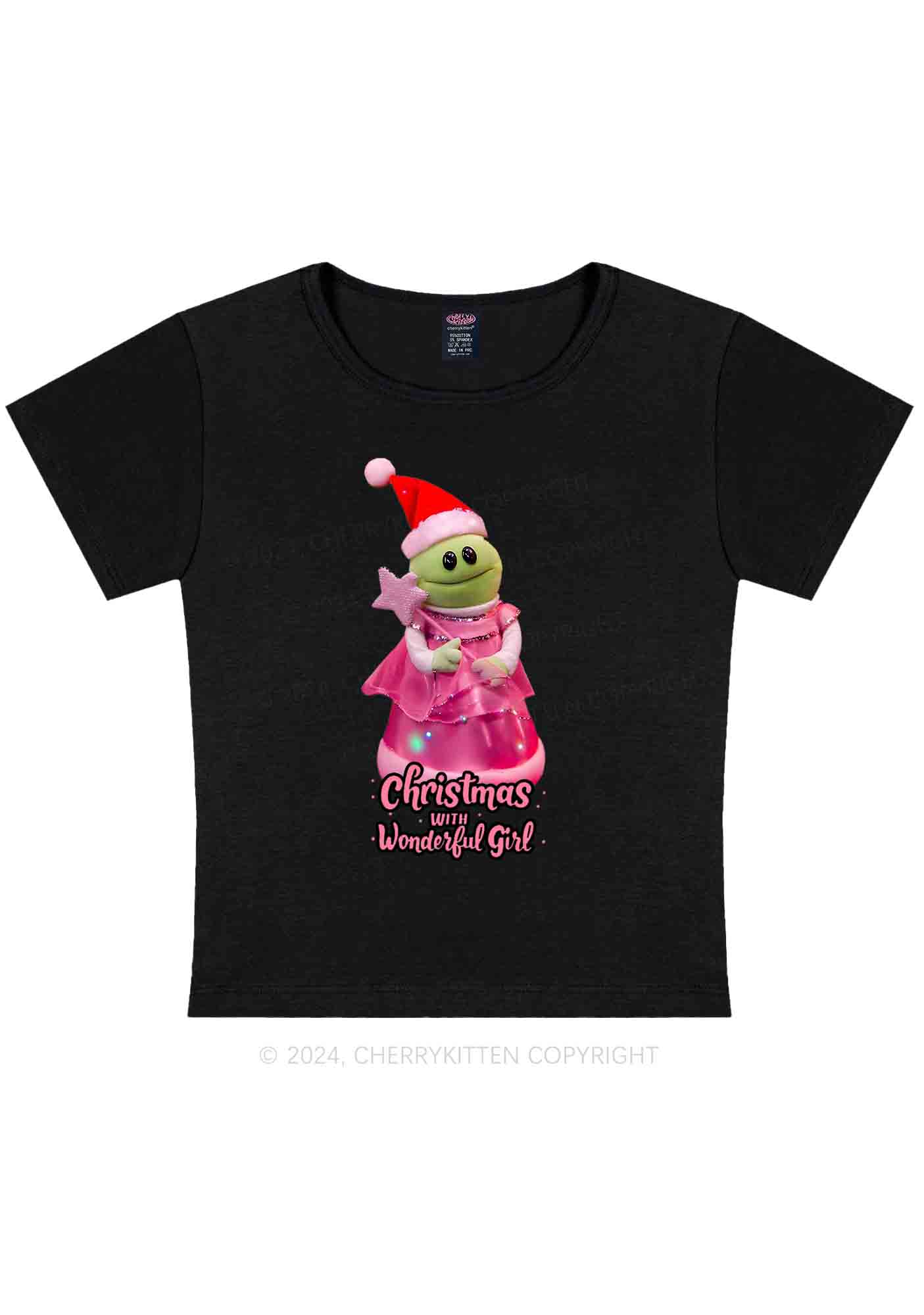 Christmas Wonderful Girl Y2K Baby Tee Cherrykitten