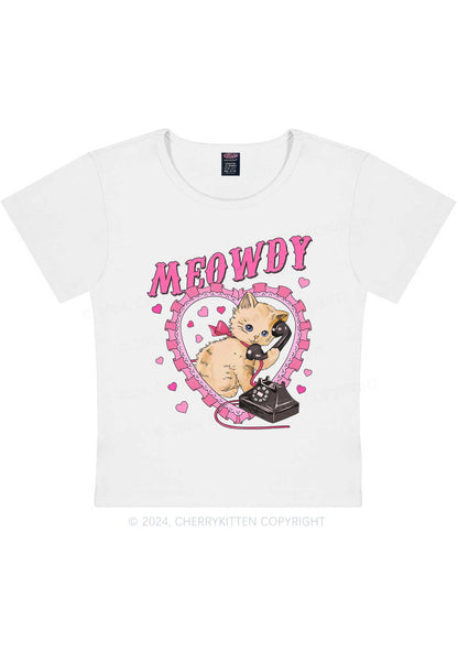 Meowdy Cat Y2K Valentine's Day Baby Tee Cherrykitten