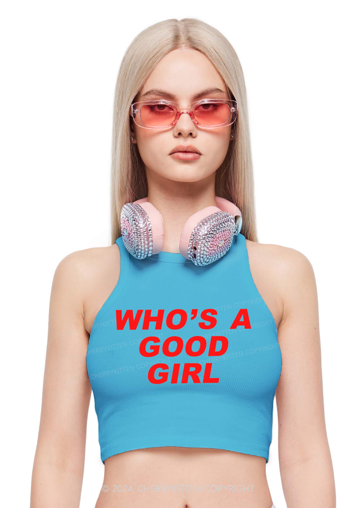 Who's A Good Girl Y2K Crop Tank Top Cherrykitten