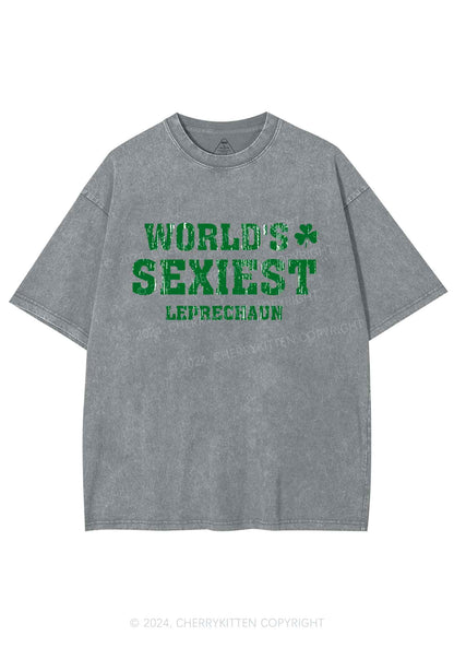 Worlds Sexiest Leprechaun St Patricks Y2K Washed Tee Cherrykitten