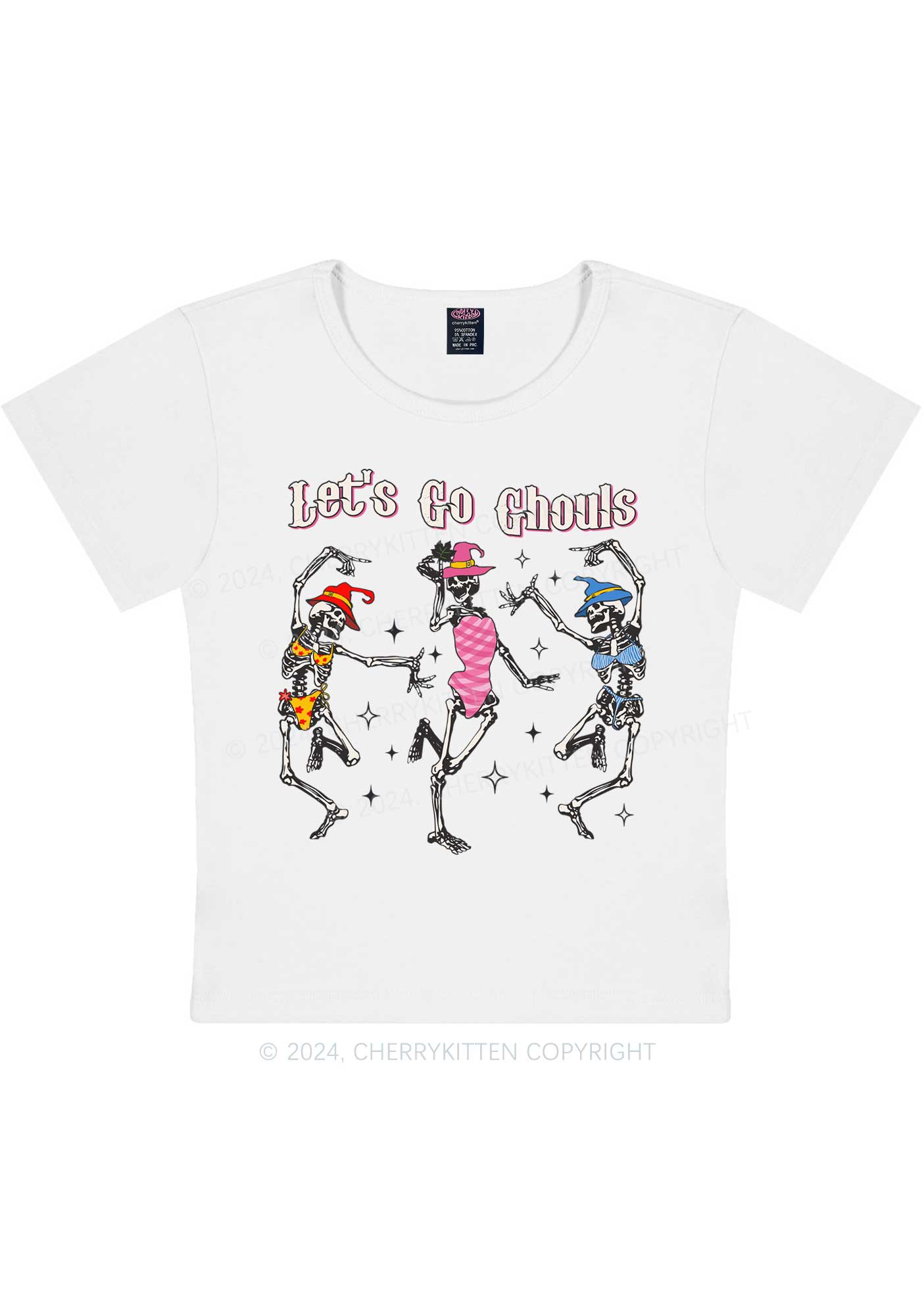 Halloween Let's Go Ghouls Y2K Baby Tee Cherrykitten