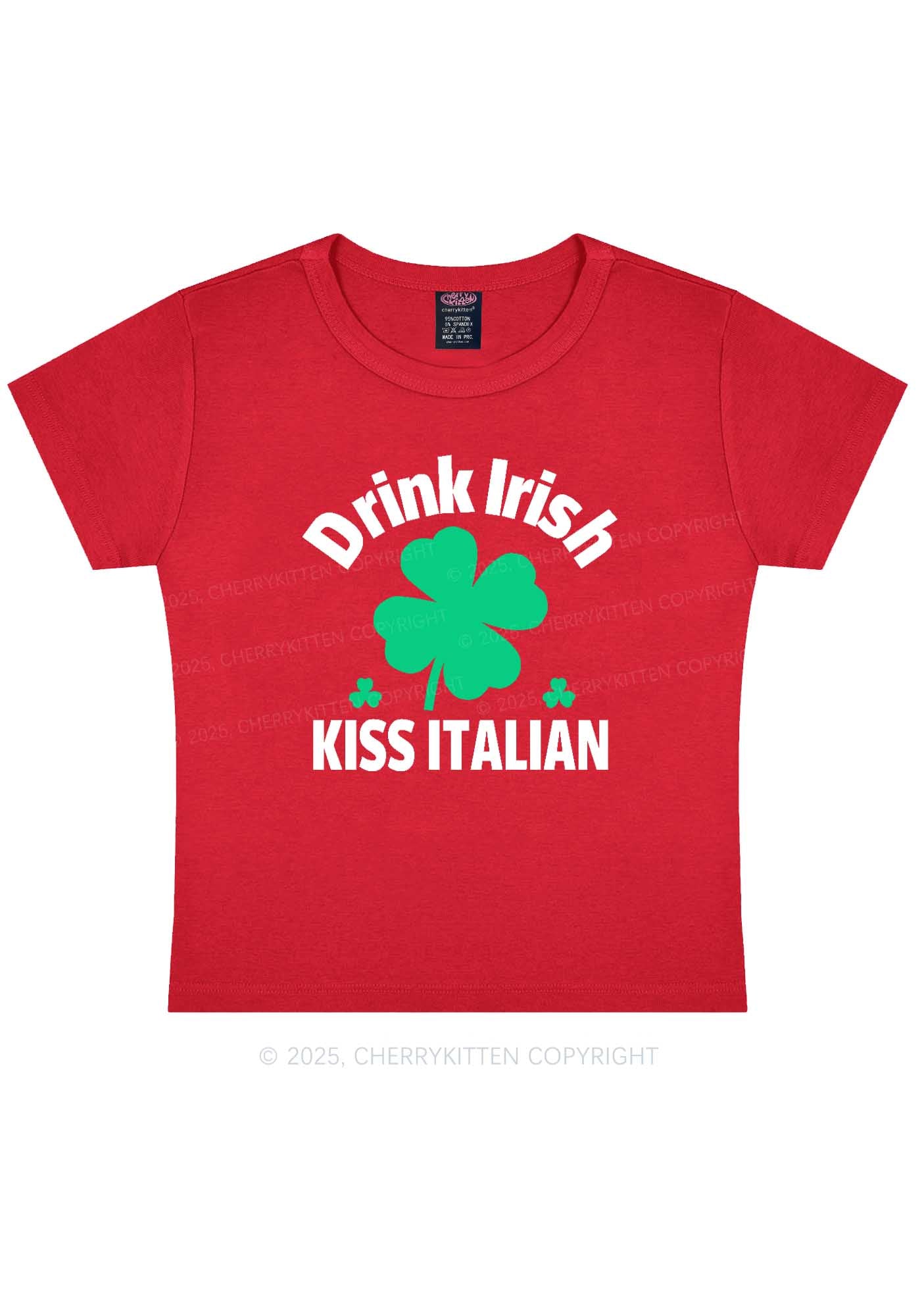 Drink Irish Kiss Italian St Patricks Y2K Baby Tee Cherrykitten