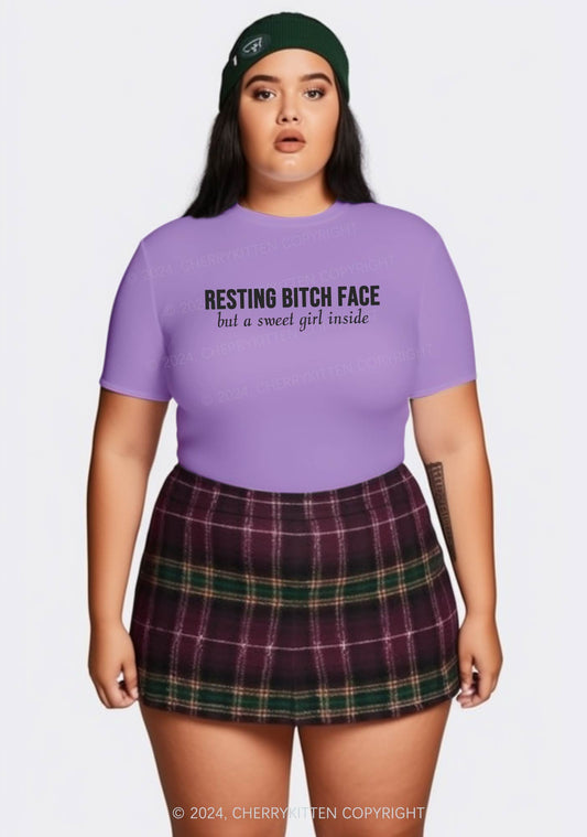 Curvy Resting Bxxch Face Y2K Baby Tee Cherrykitten