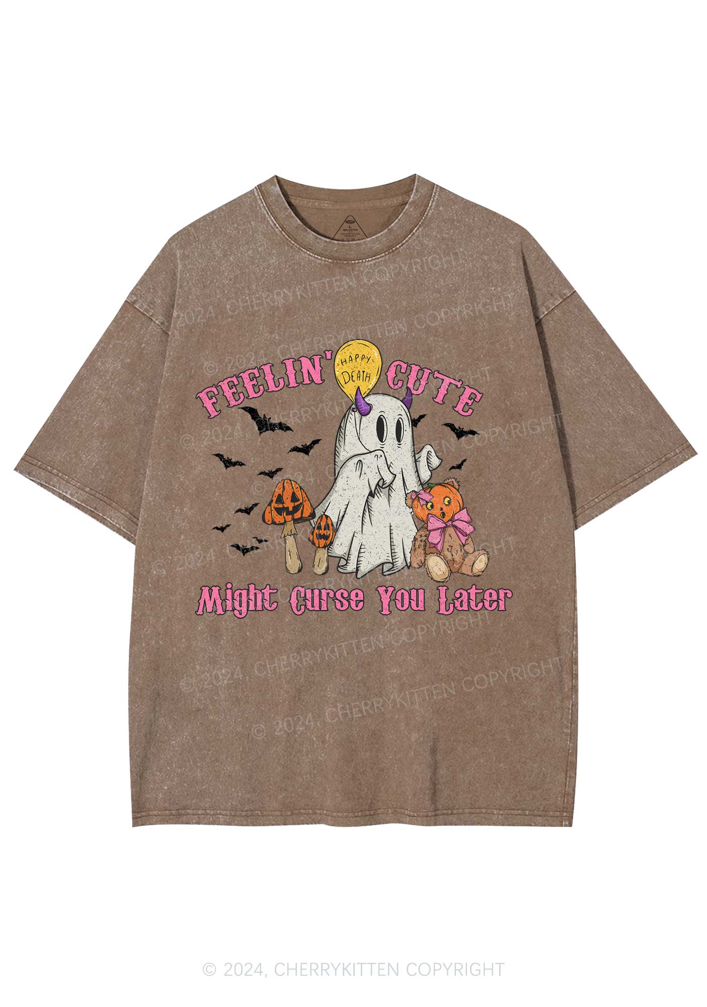 Halloween Feelin Cute Y2K Washed Tee Cherrykitten