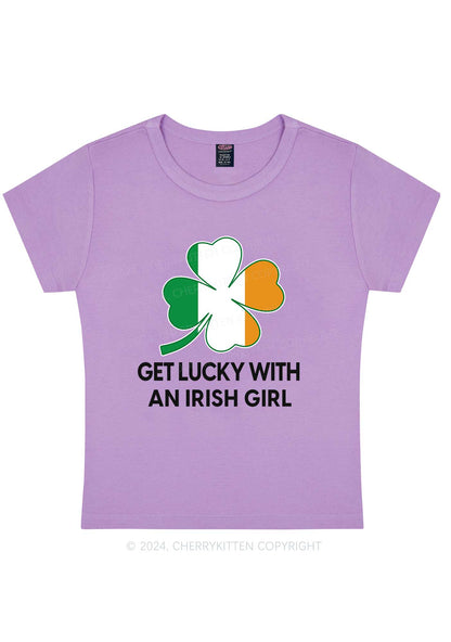 Get Lucky Irish Girl St Patricks Y2K Baby Tee Cherrykitten