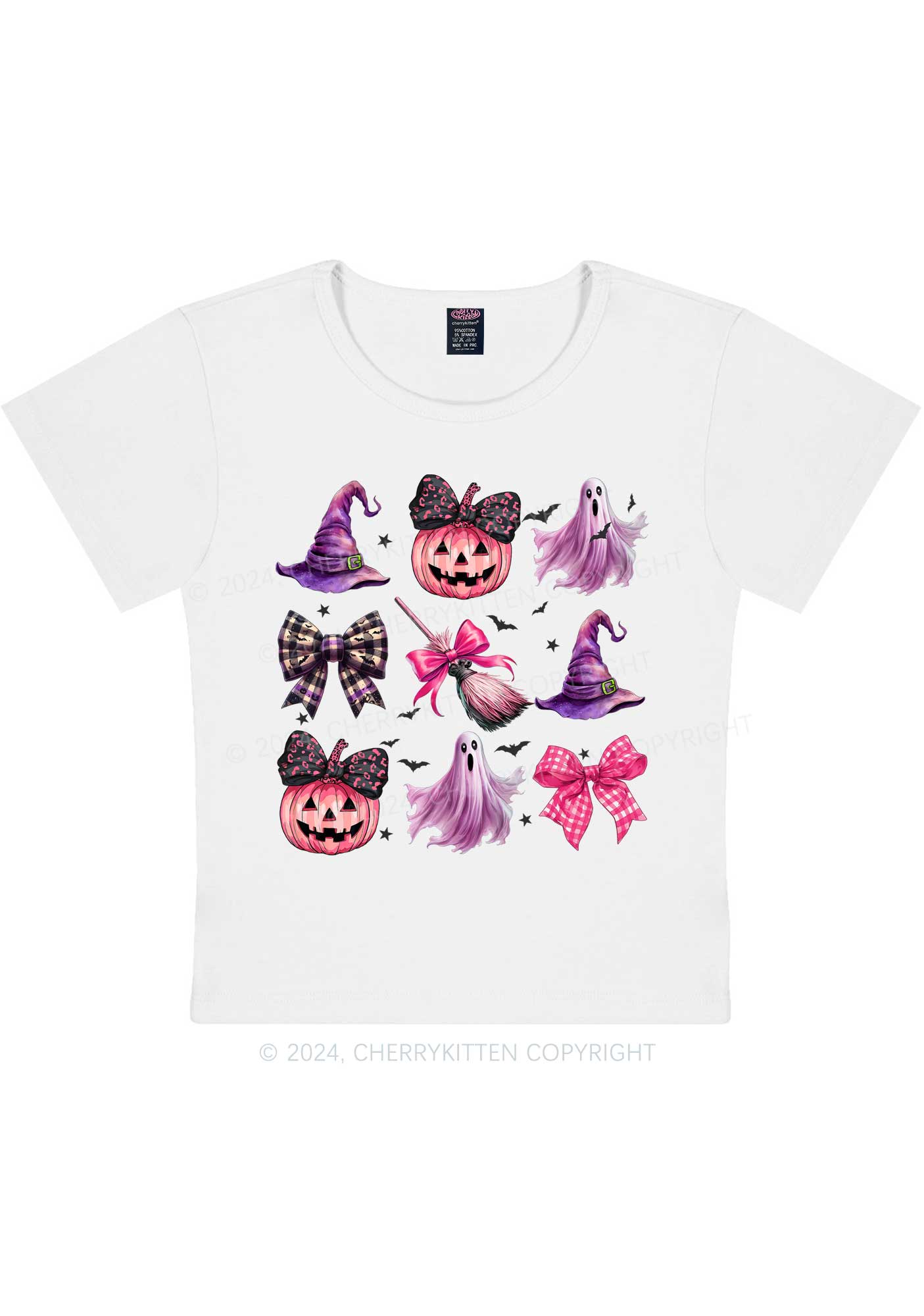 Halloween Pumpkin With Bows Y2K Baby Tee Cherrykitten