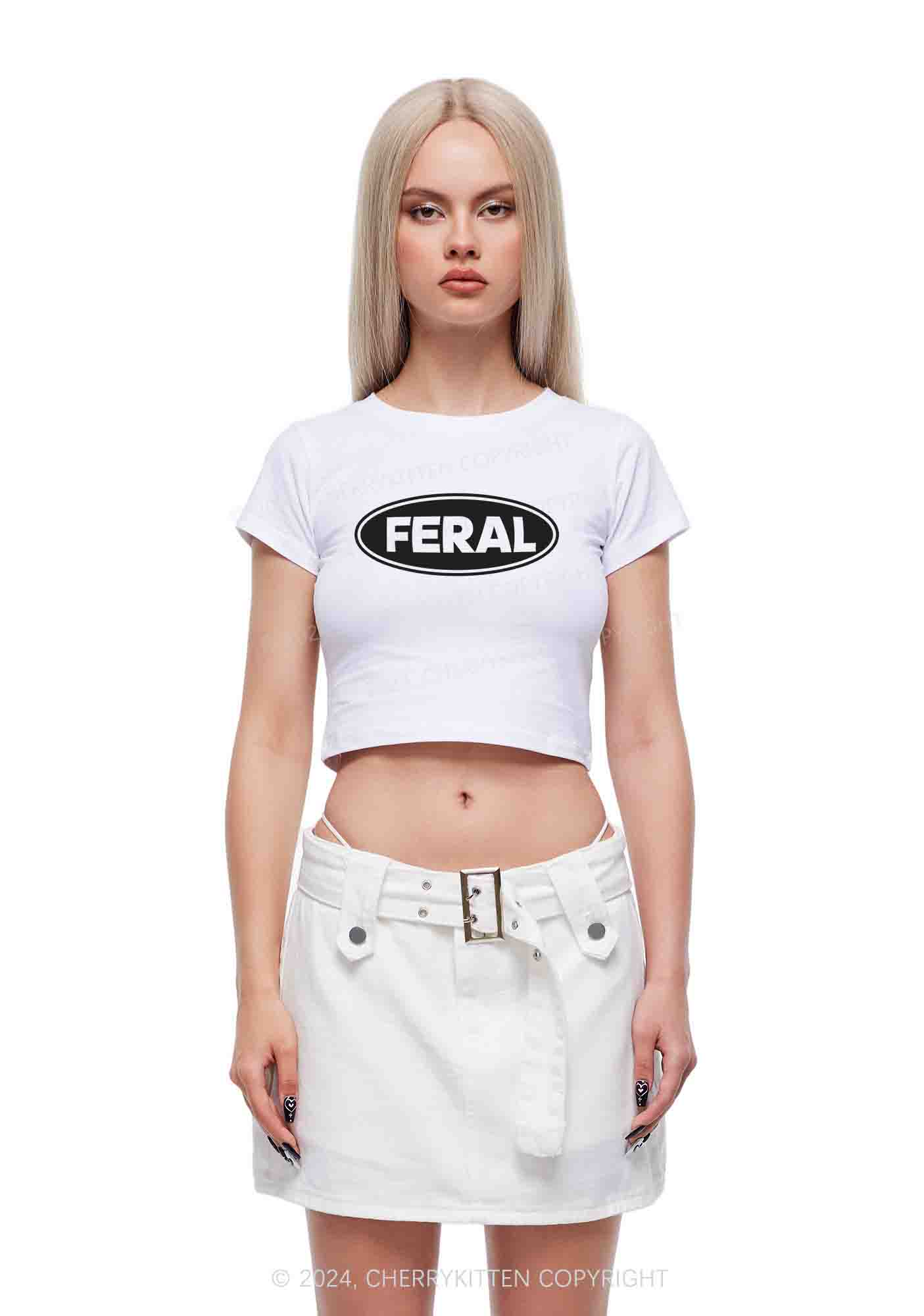 Feral Y2K Baby Tee Cherrykitten