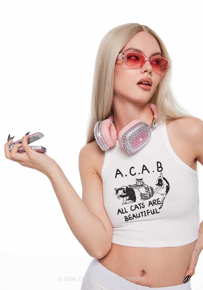 ACAB Cats Y2K Crop Tank Top Cherrykitten