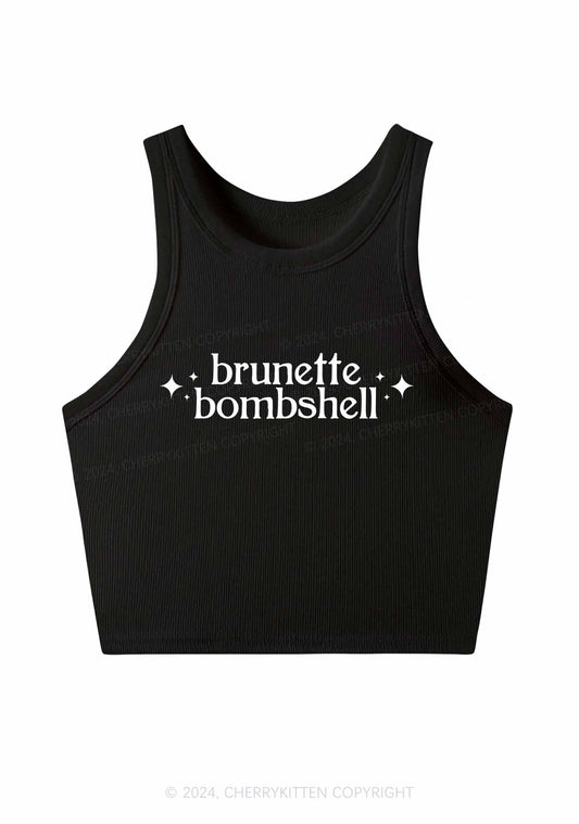 Brunette Bombshell Y2K Crop Tank Top Cherrykitten