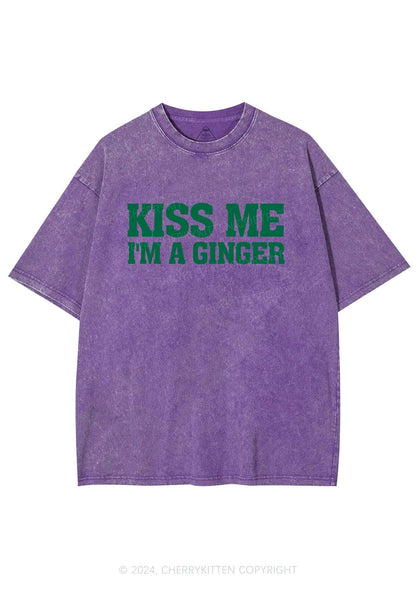 Kiss Me Im Ginger St Patricks Y2K Washed Tee Cherrykitten