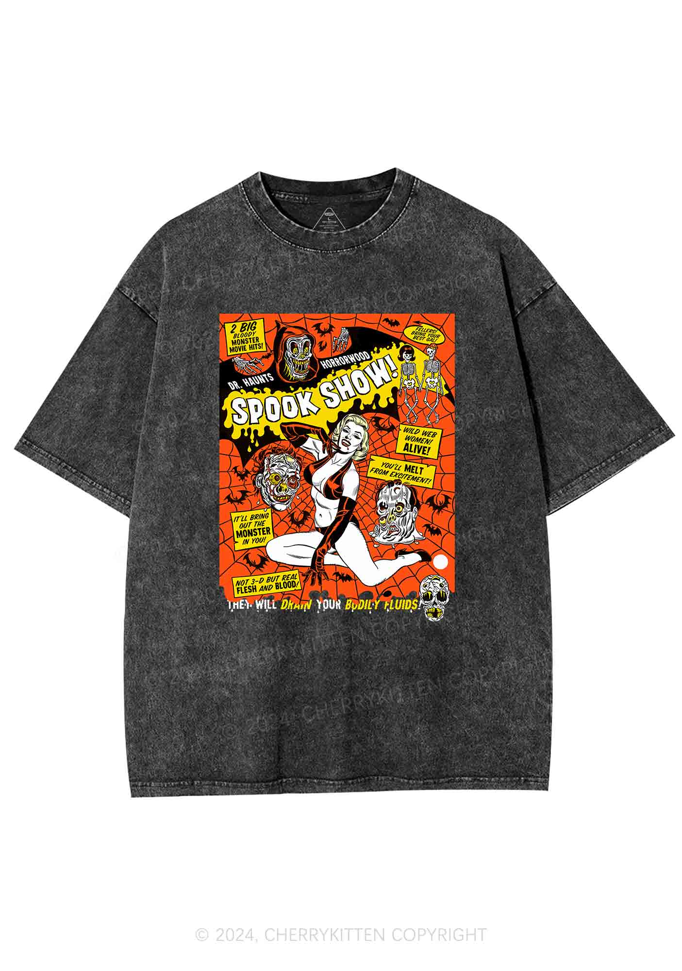 Halloween Blonde Spook Show Y2K Washed Tee Cherrykitten