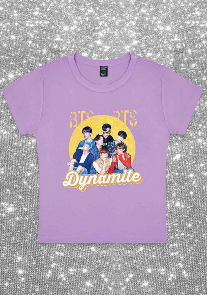 Bangtan Dynamite Kpop Y2K Baby Tee Cherrykitten