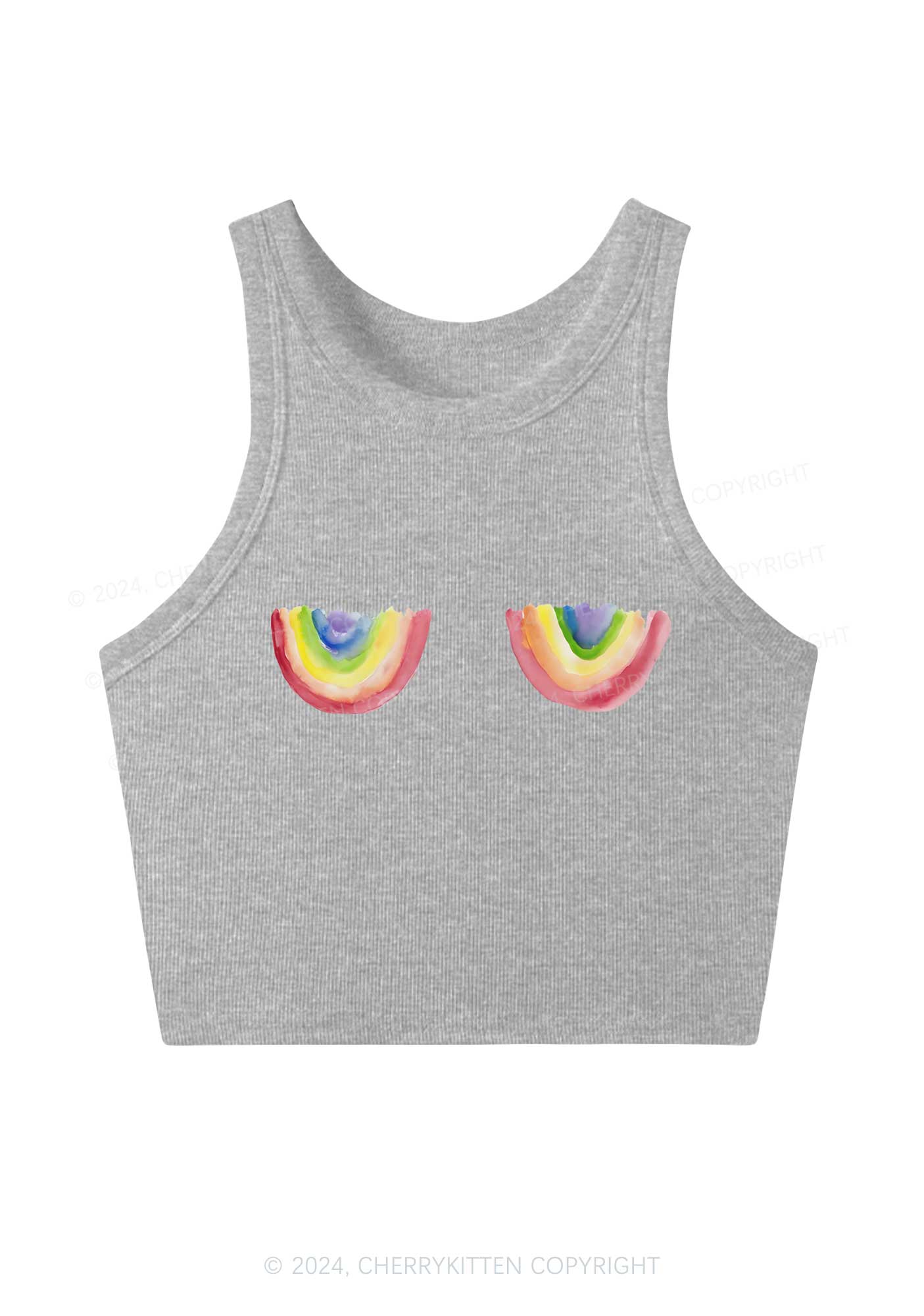 Rainbow Bxxb Y2K Crop Tank Top Cherrykitten