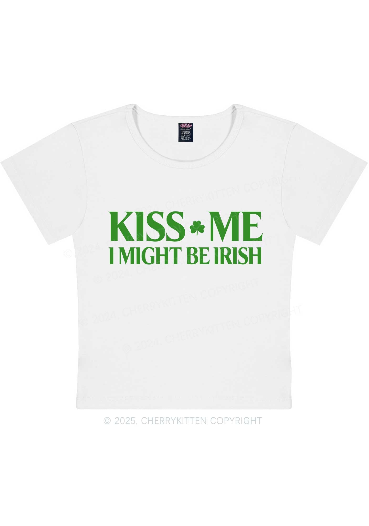 Kiss Me St Patricks Y2K Baby Tee Cherrykitten