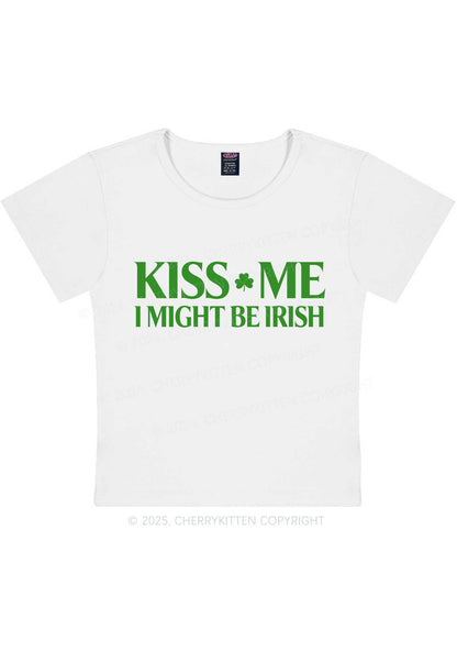 Kiss Me St Patricks Y2K Baby Tee Cherrykitten