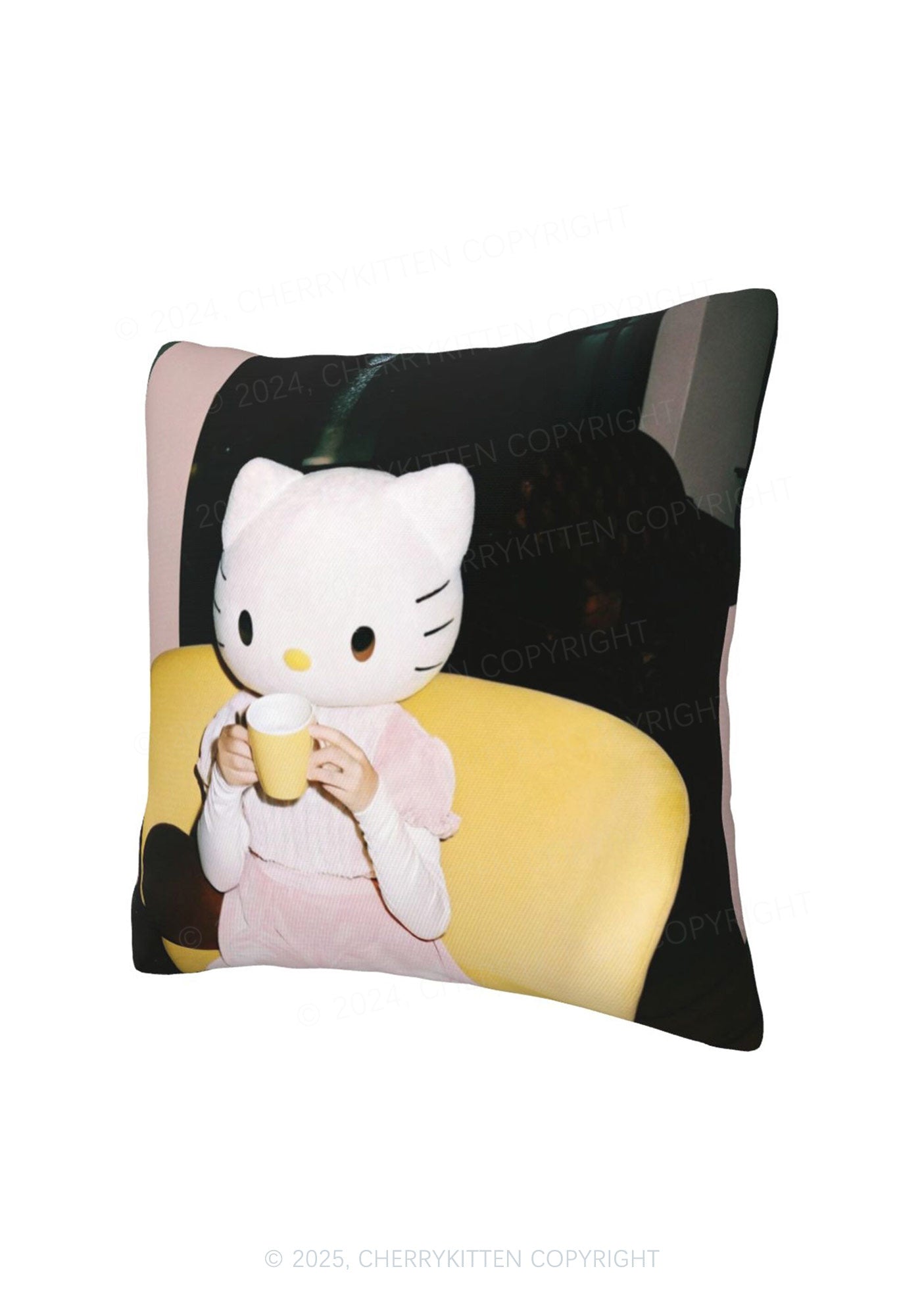 Kitten Afternoon Tea Y2K Throw Pillow Cover Cherrykitten