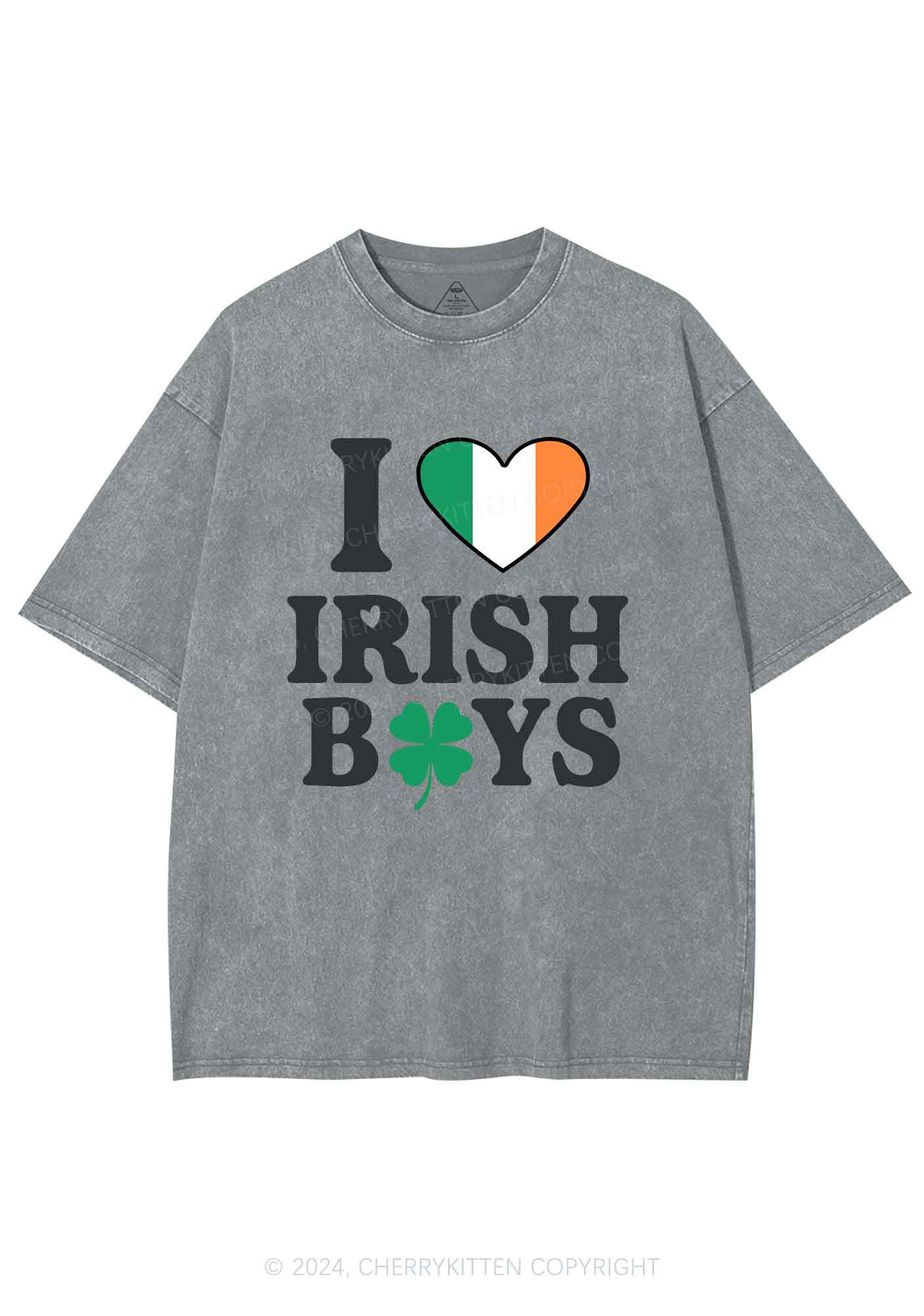 Irish Boy Shamrock St Patricks Y2K Washed Tee Cherrykitten