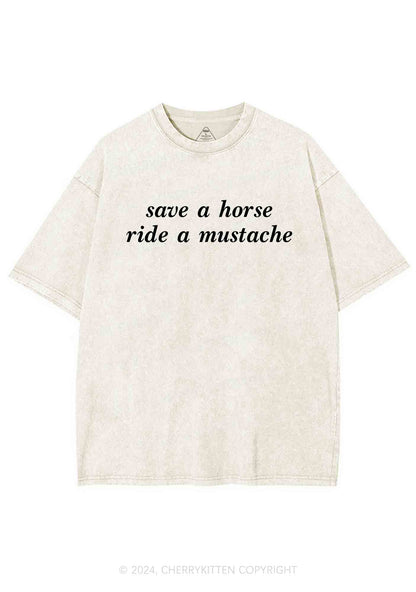 Ride A Mustache Y2K Washed Tee Cherrykitten