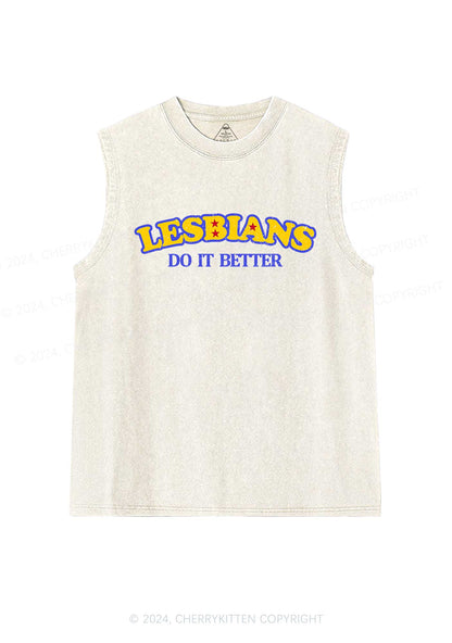 Lesbians Do It Better Y2K Washed Tank Cherrykitten